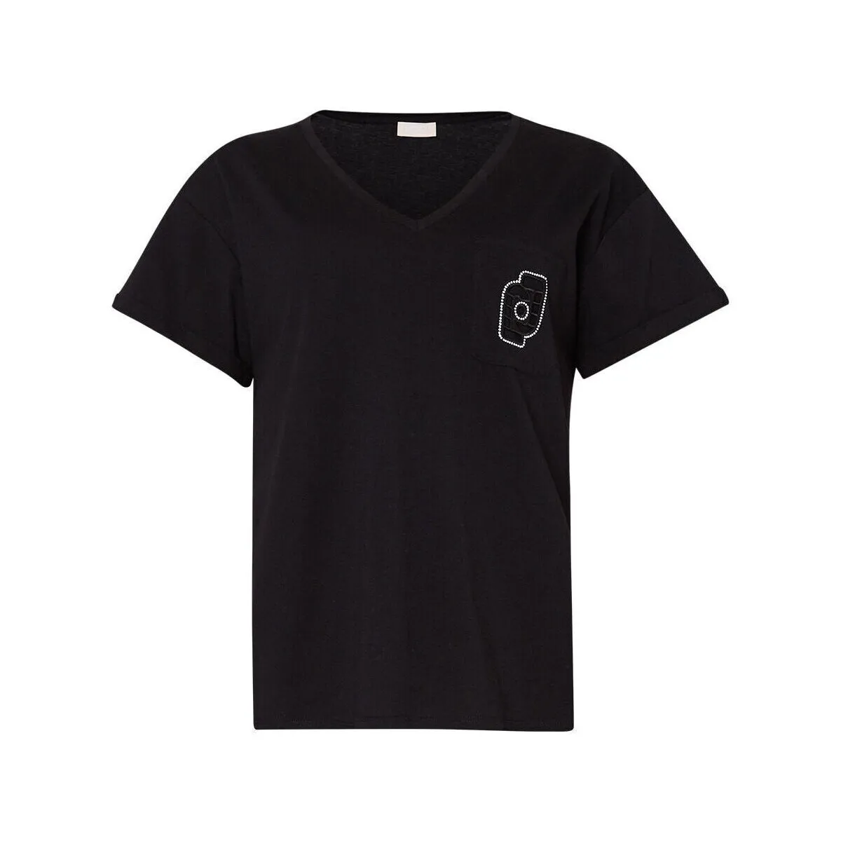 Camiseta con bolsillo y strass