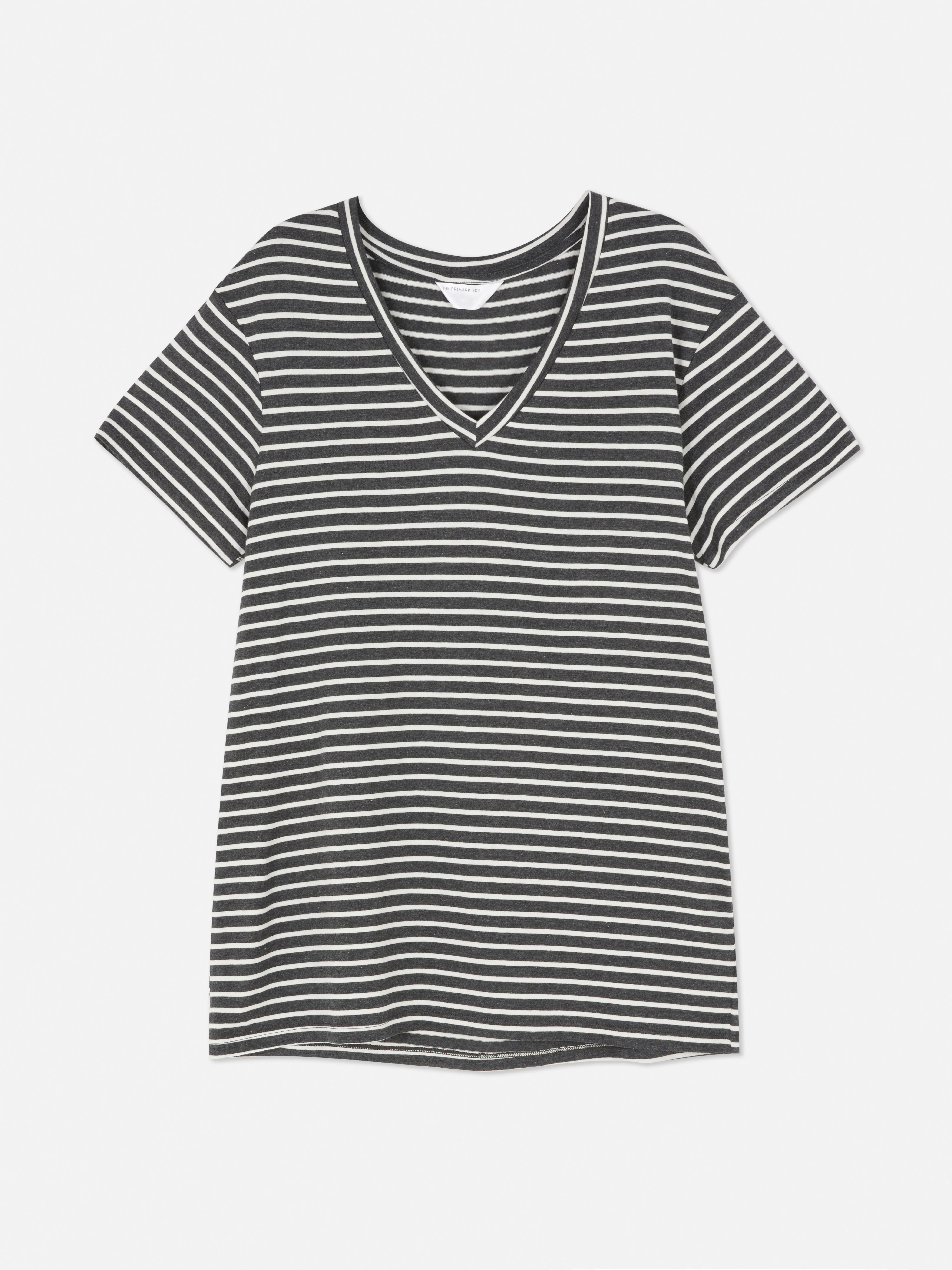 Camiseta con cuello de pico en mezcla de algodón