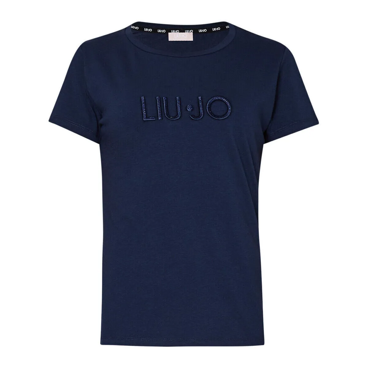 Camiseta con logotipo bordado y strass