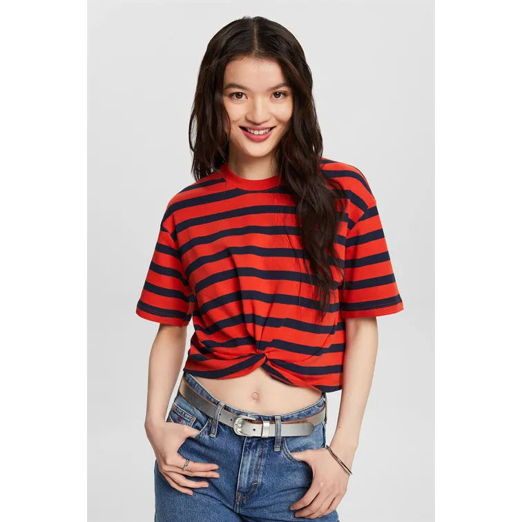 CAMISETA CON NUDO A RAYAS MUJER ESPRIT