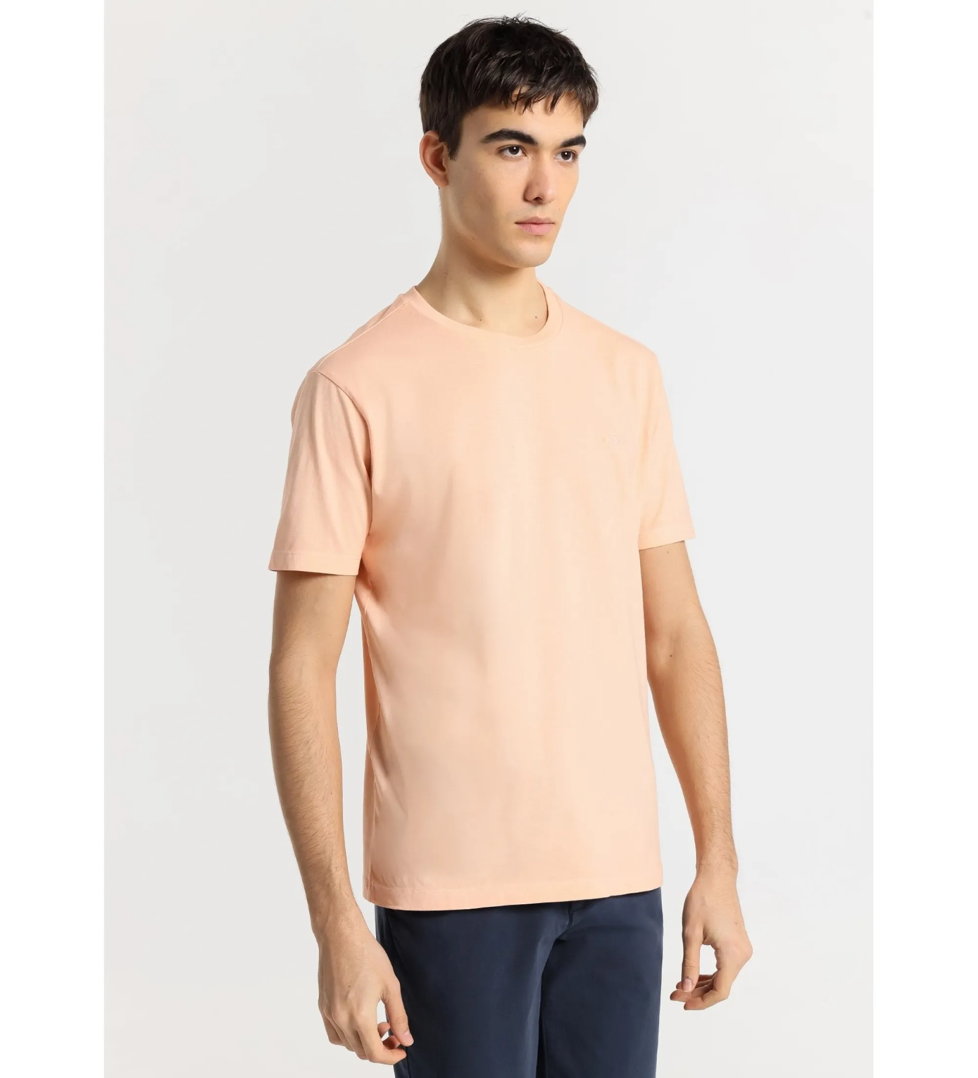 Camiseta de manga corta tejido overdye liso rosa