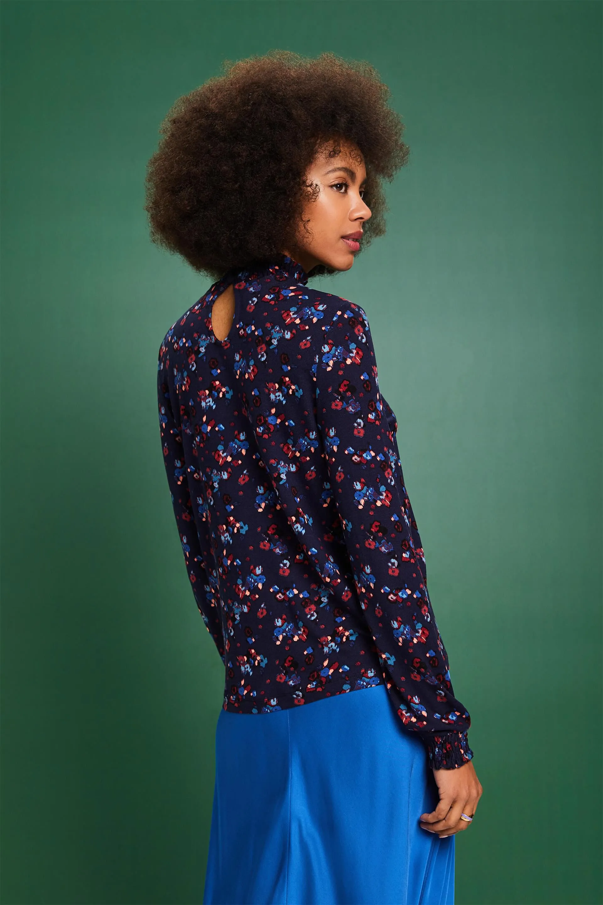 Camiseta de manga larga en tejido jersey con estampado, LENZING™ ECOVERO™