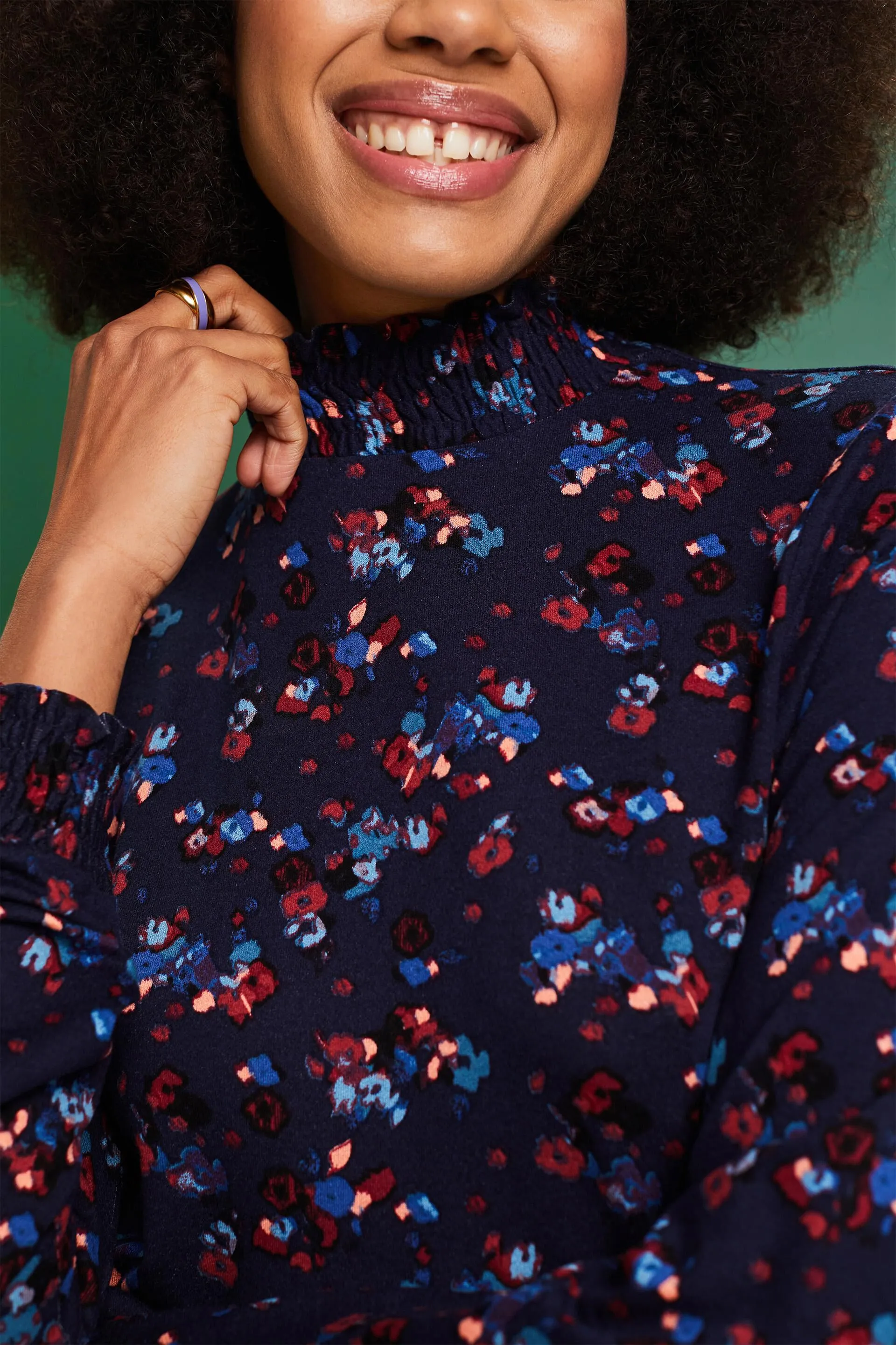 Camiseta de manga larga en tejido jersey con estampado, LENZING™ ECOVERO™