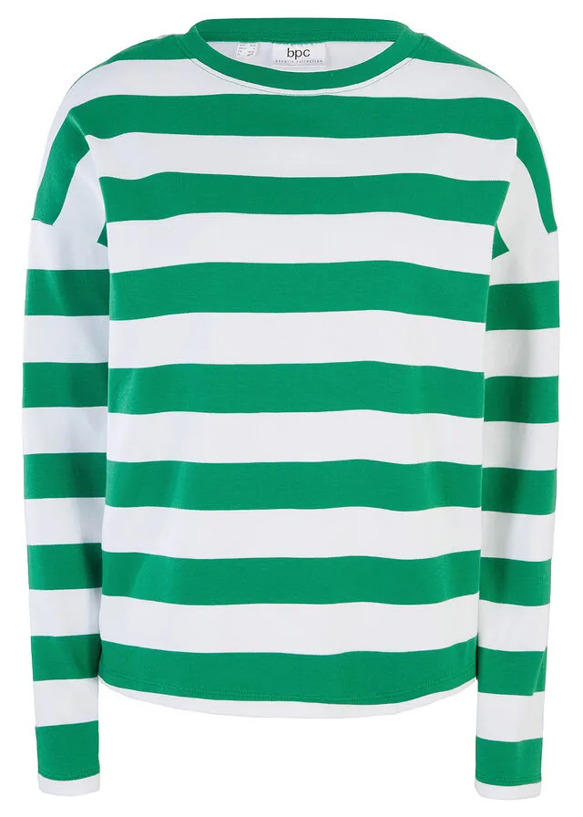 Camiseta de manga larga verde/blanco con rayas