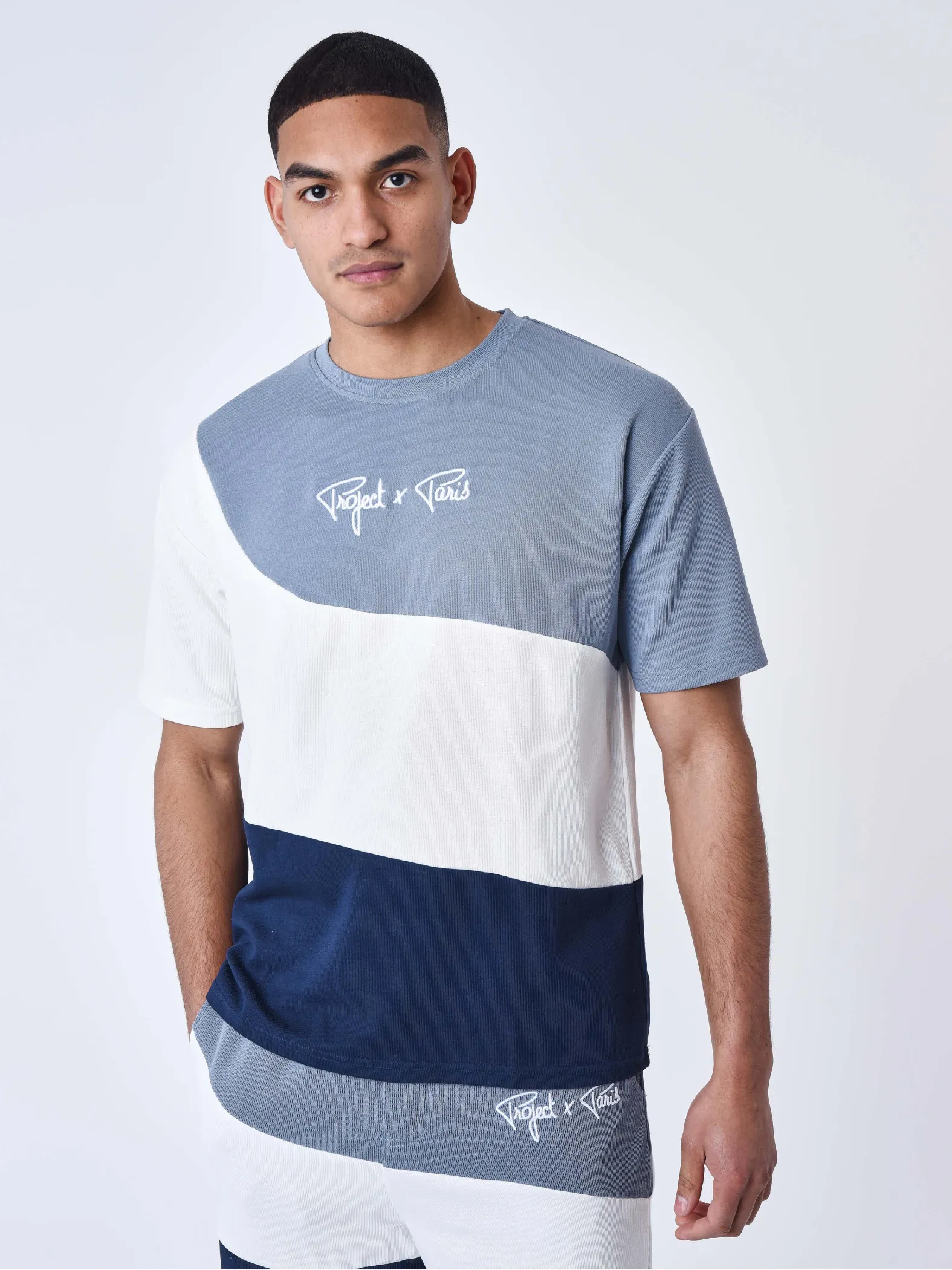 Camiseta de punto oversize estilo tricolor