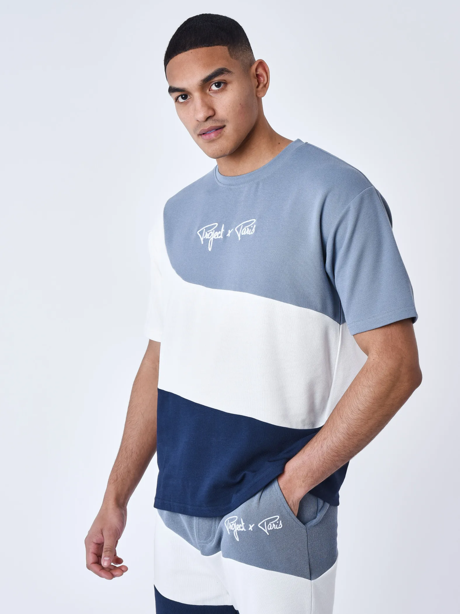 Camiseta de punto oversize estilo tricolor