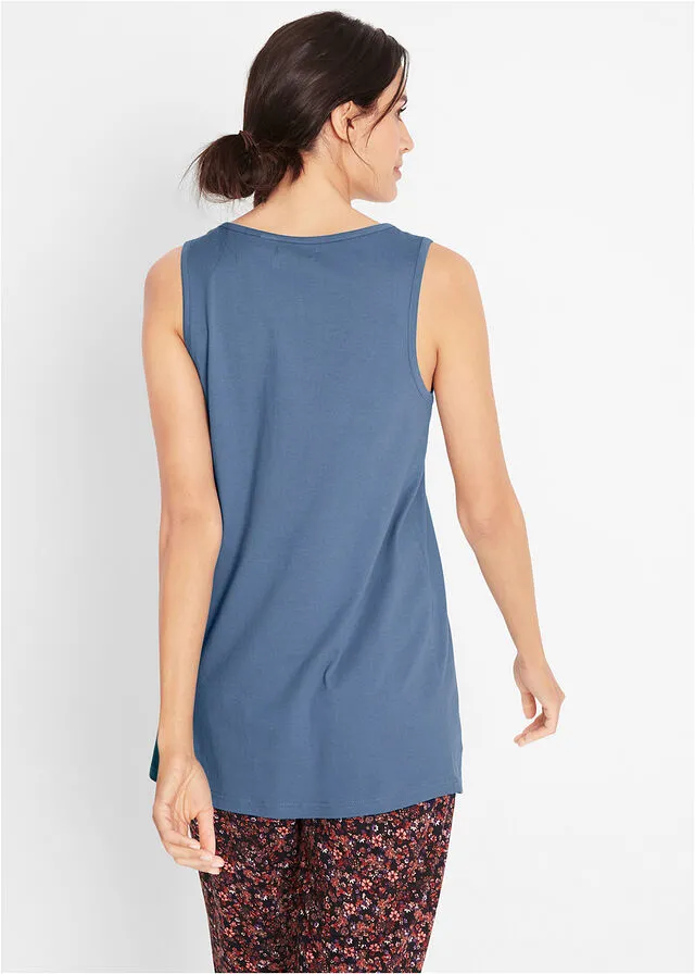 Camiseta de tirantes con crochet en la parte delantera Azul vaquero