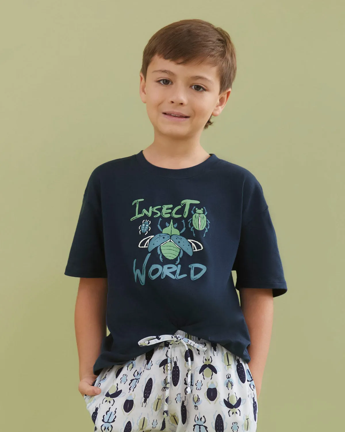 Camiseta manga corta con estampado localizado para nio