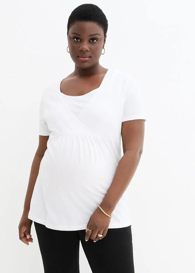 CAMISETA PREMAMá CON FUNCIóN PARA LACTANCIA, PAQUETE DOBLE NEGROBLANCO