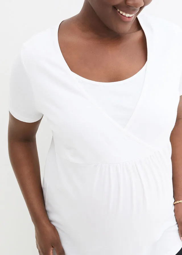 CAMISETA PREMAMá CON FUNCIóN PARA LACTANCIA, PAQUETE DOBLE NEGROBLANCO