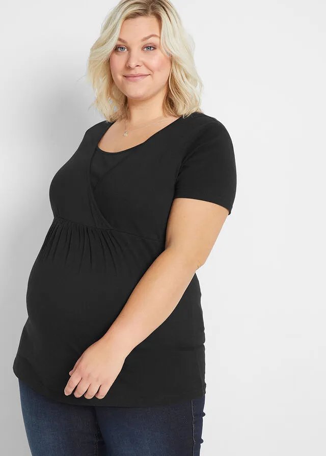 CAMISETA PREMAMá CON FUNCIóN PARA LACTANCIA, PAQUETE DOBLE NEGRONEGRO