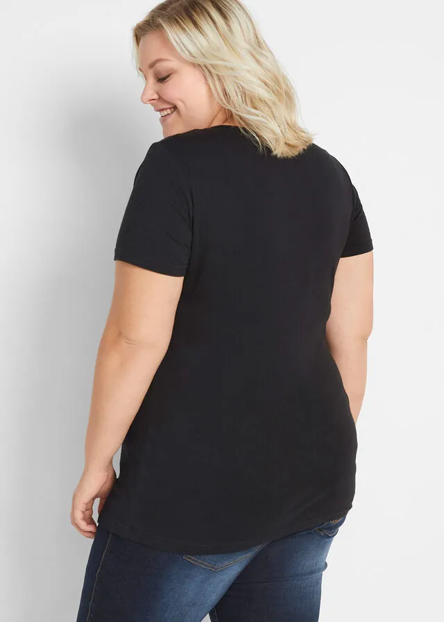 CAMISETA PREMAMá CON FUNCIóN PARA LACTANCIA, PAQUETE DOBLE NEGRONEGRO
