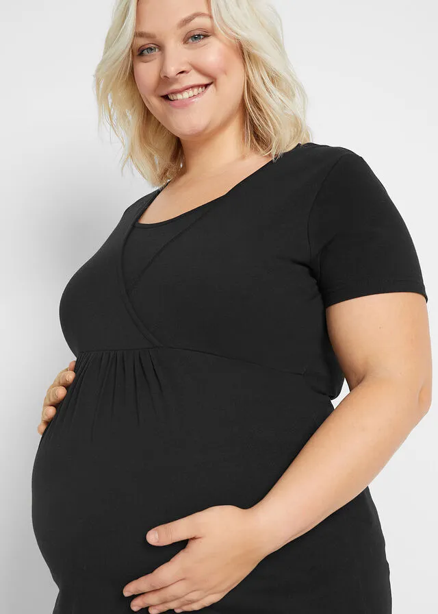 CAMISETA PREMAMá CON FUNCIóN PARA LACTANCIA, PAQUETE DOBLE NEGRONEGRO
