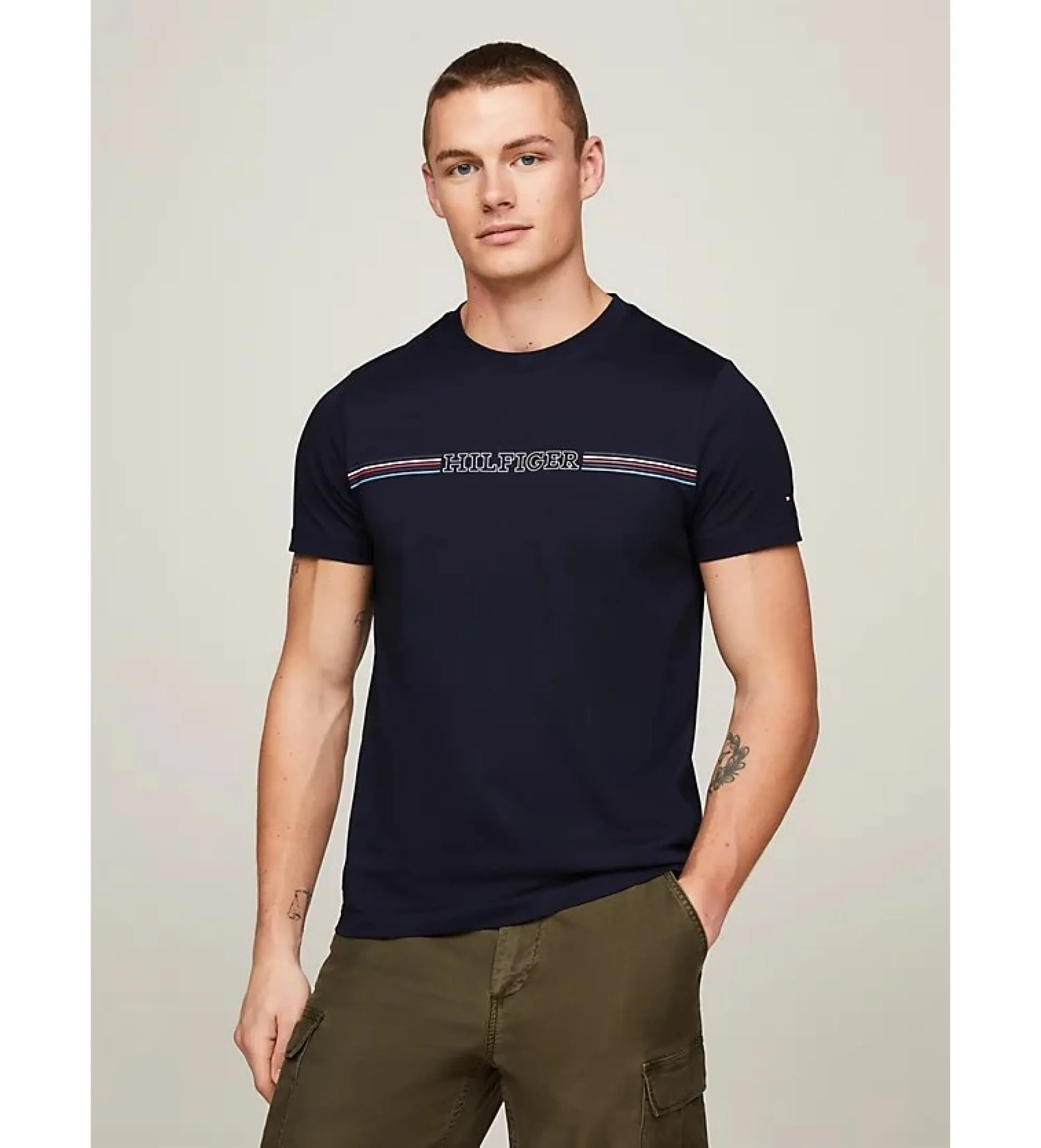 Camiseta slim con logo marino