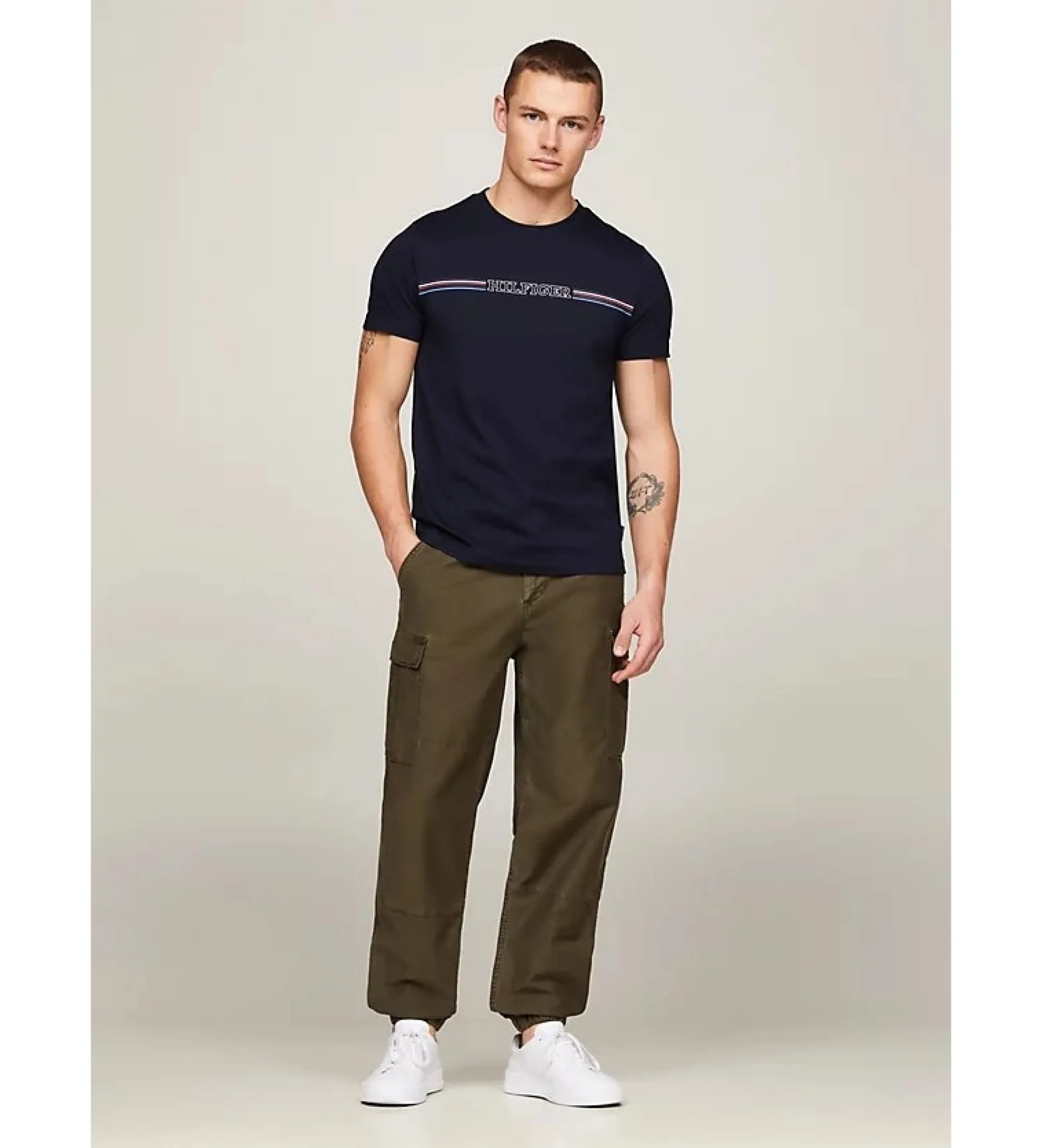 Camiseta slim con logo marino