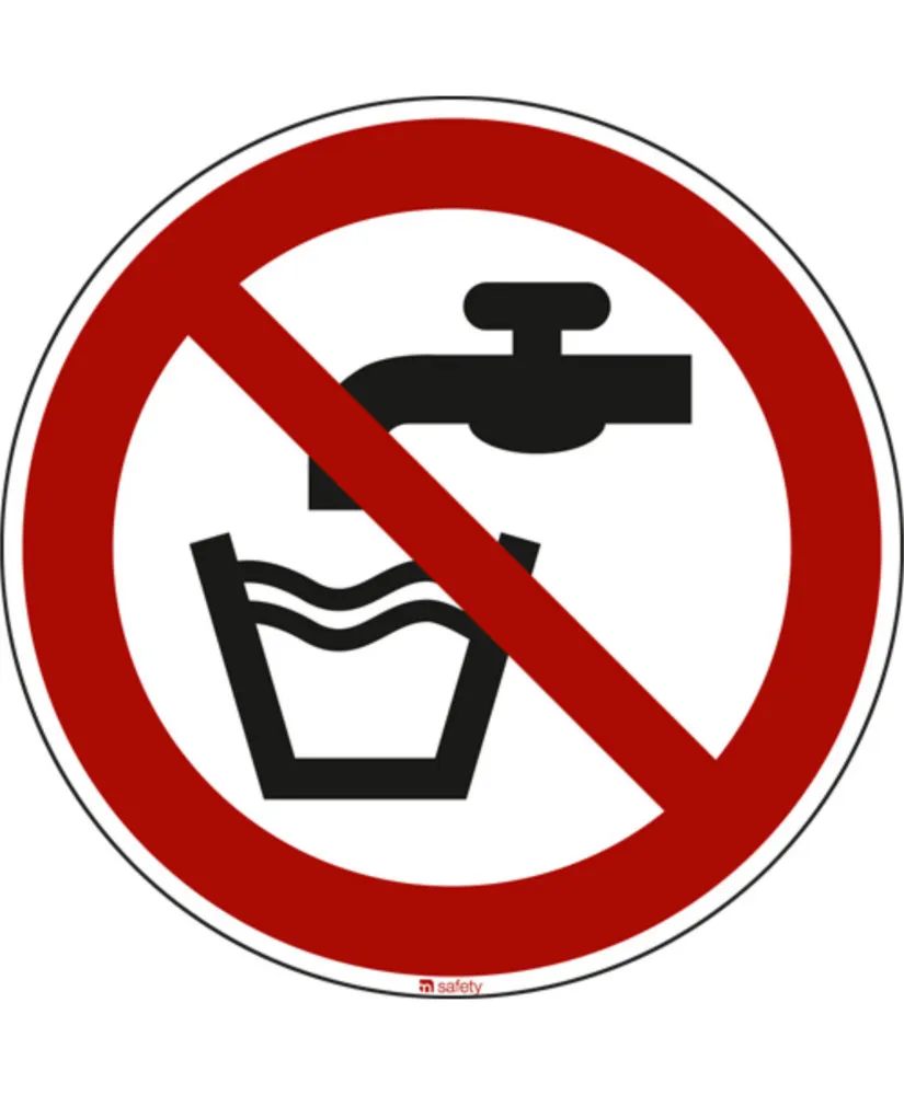 Cartel Agua no potable, ISO 7010, lámina autoadhesiva, 100 mm, pack = 10 uds.