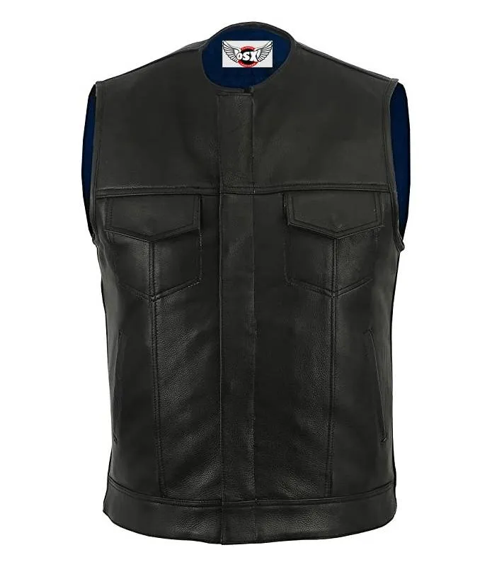 CHALECO DE CUERO PARA HOMBRE MOTERO PIEL LISO OSX 255 CASSIDYLEVI VEST