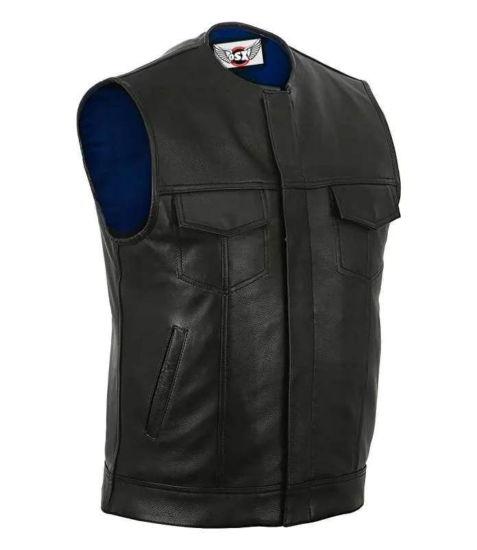 CHALECO DE CUERO PARA HOMBRE MOTERO PIEL LISO OSX 255 CASSIDYLEVI VEST