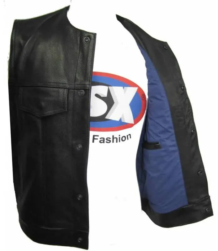 CHALECO DE CUERO PARA HOMBRE MOTERO PIEL LISO OSX 255 CASSIDYLEVI VEST