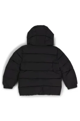Chaqueta acolchada para niños con capucha y detalles de logos
