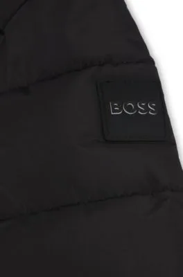 Chaqueta acolchada para niños con capucha y detalles de logos