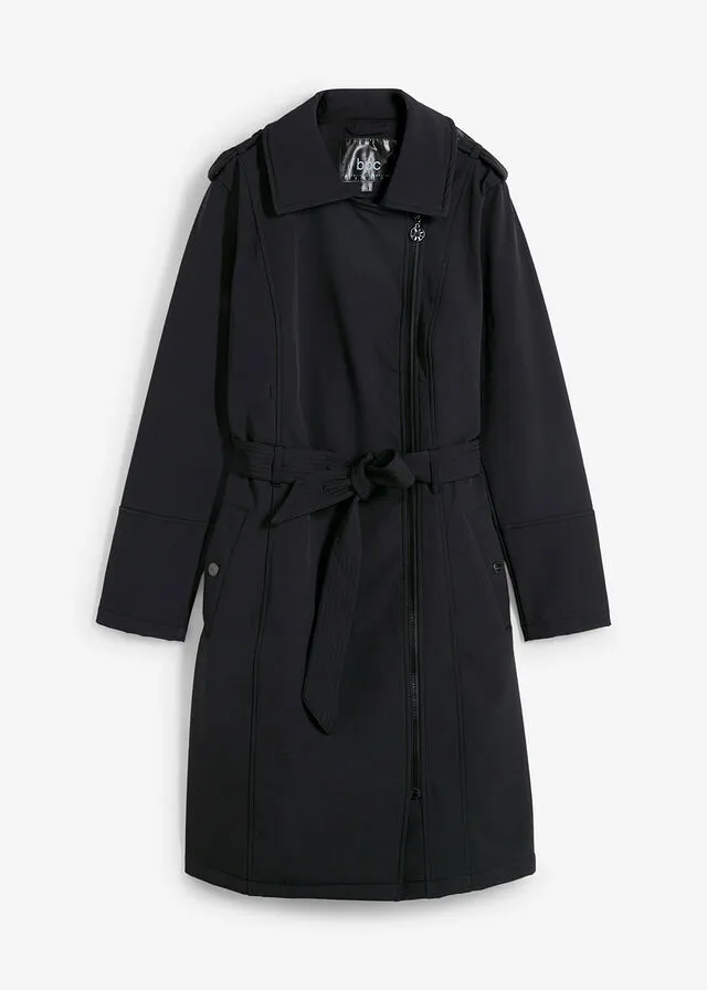 Chaqueta de tejido Softshell corte gabardina Negro
