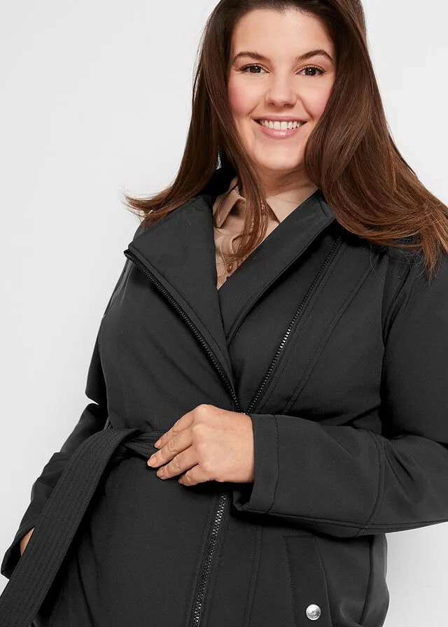 Chaqueta de tejido Softshell corte gabardina Negro