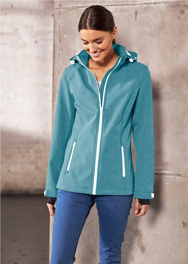 Chaqueta de tejido Softshell Turquesa jaspeado
