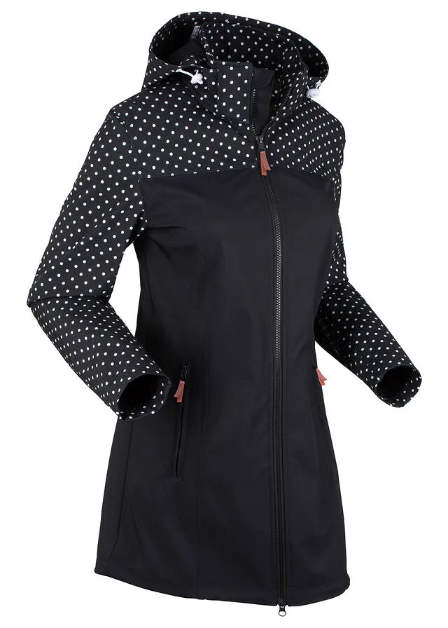 Chaqueta estampada de tejido Softshell, ajustada Negro
