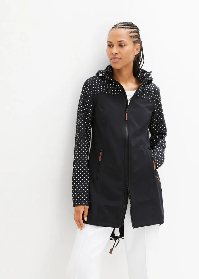 Chaqueta estampada de tejido Softshell, ajustada Negro