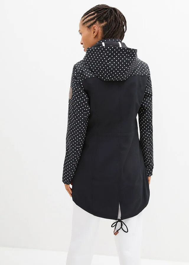 Chaqueta estampada de tejido Softshell, ajustada Negro