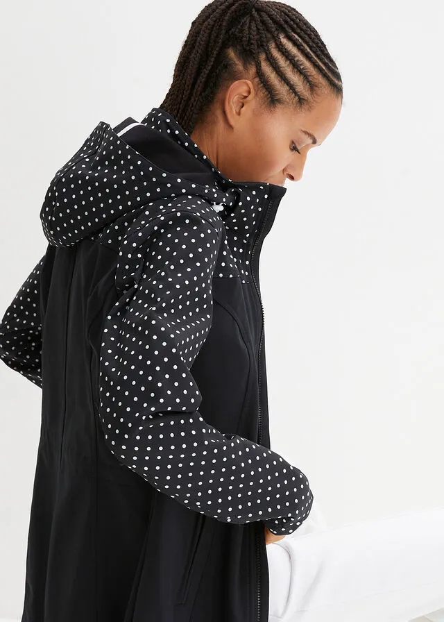 Chaqueta estampada de tejido Softshell, ajustada Negro