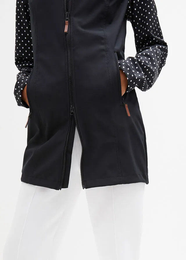Chaqueta estampada de tejido Softshell, ajustada Negro