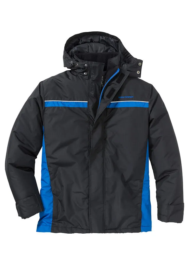 Chaqueta funcional para exteriores con poliéster reciclado negro / azul cielo
