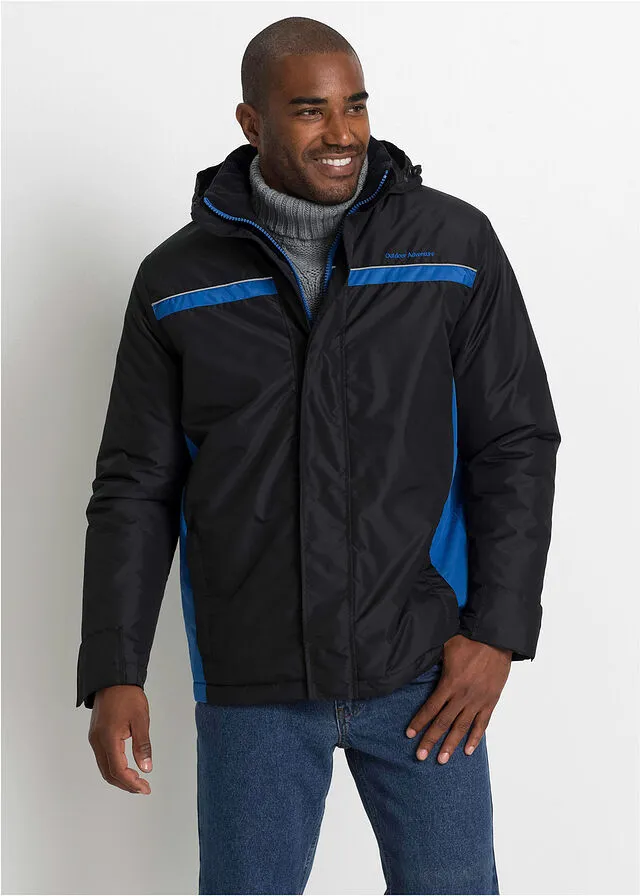 Chaqueta funcional para exteriores con poliéster reciclado negro / azul cielo
