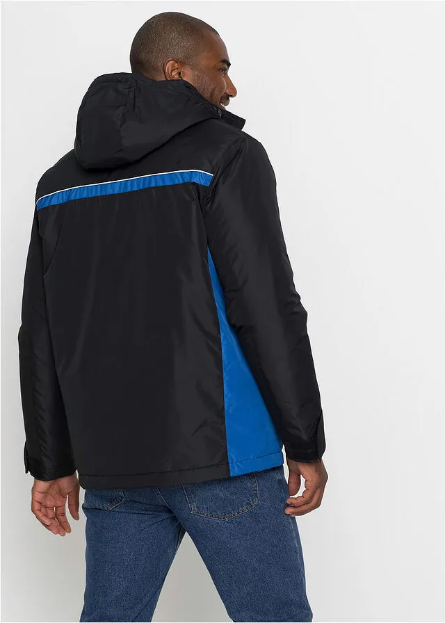 Chaqueta funcional para exteriores con poliéster reciclado negro / azul cielo