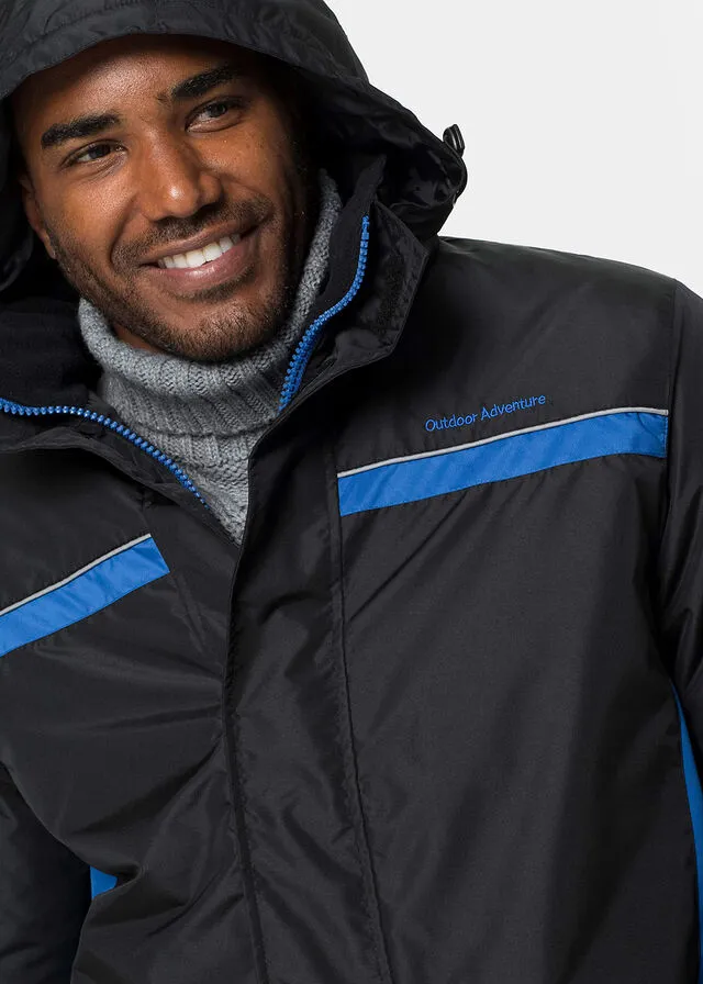Chaqueta funcional para exteriores con poliéster reciclado negro / azul cielo