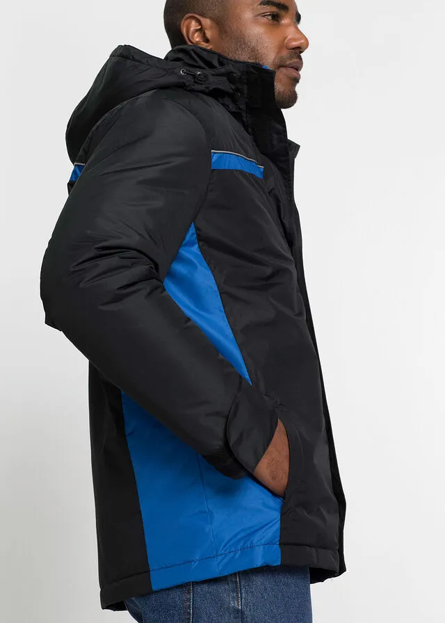 Chaqueta funcional para exteriores con poliéster reciclado negro / azul cielo
