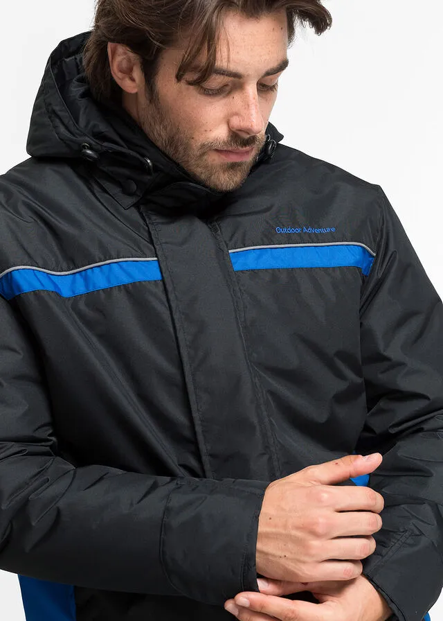 Chaqueta funcional para exteriores con poliéster reciclado negro / azul cielo