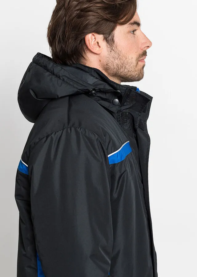 Chaqueta funcional para exteriores con poliéster reciclado negro / azul cielo