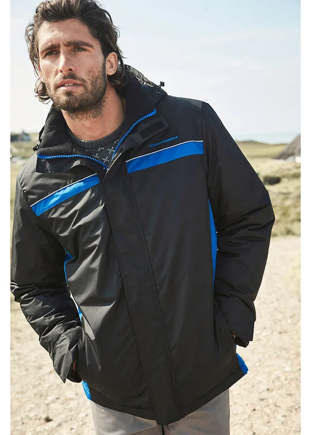 Chaqueta funcional para exteriores con poliéster reciclado negro / azul cielo