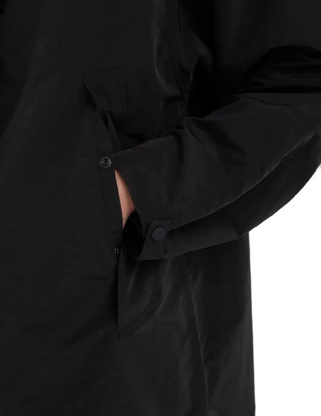 Chaqueta larga Replay negra con capucha extraible para mujer