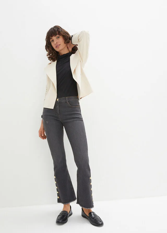 Chaqueta tipo camisa de estilo biker gris guijarro