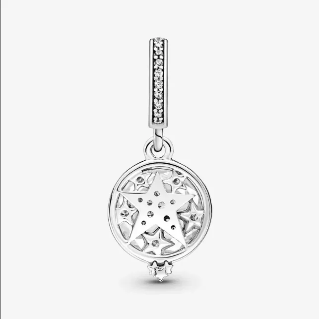 Charm Colgante en Plata de Ley Doble Estrella Magnificada 799640C01