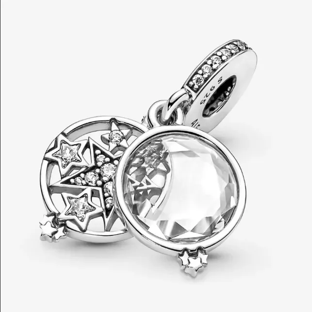 Charm Colgante en Plata de Ley Doble Estrella Magnificada 799640C01