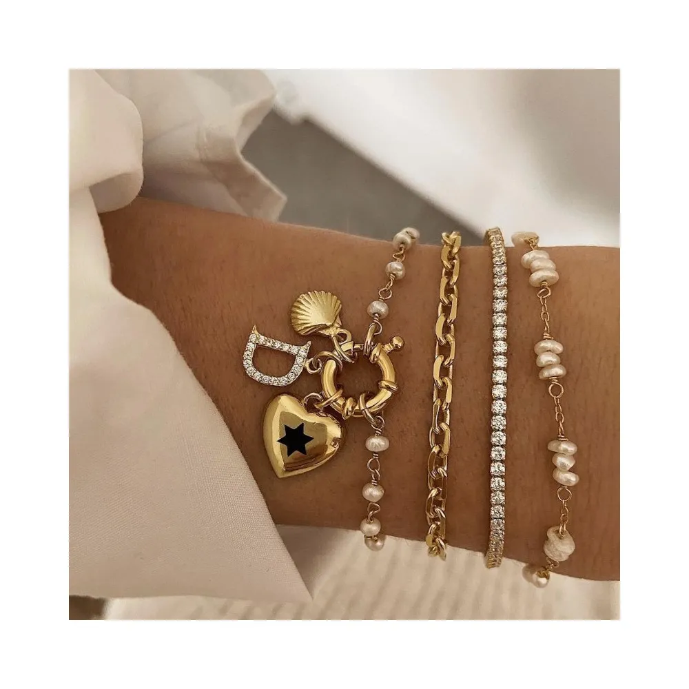 Charm Corazón Estrella Oro
