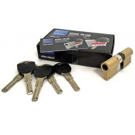 Cilindro de alta seguridad TK100 70mm 30x40 latonado LEVA CORTA 13mm TK153040L