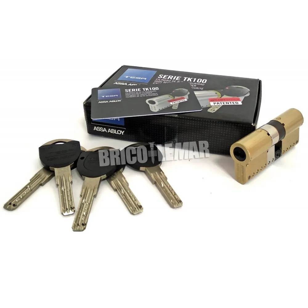 Cilindro de alta seguridad TK100 70mm 30x40 latonado LEVA CORTA 13mm TK153040L