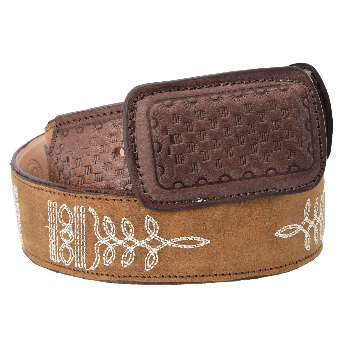 CINTO VAQUERO DE CUERO ORIGINAL COLOR CAFE MIEL WD1571