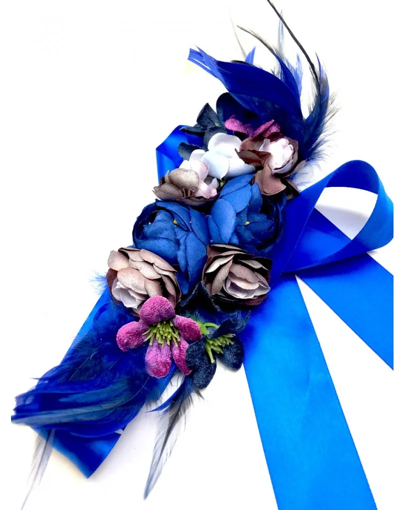 CINTURONES AZULONES CON BONITAS FLORES Y PLUMAS PARA TU VESTIDO